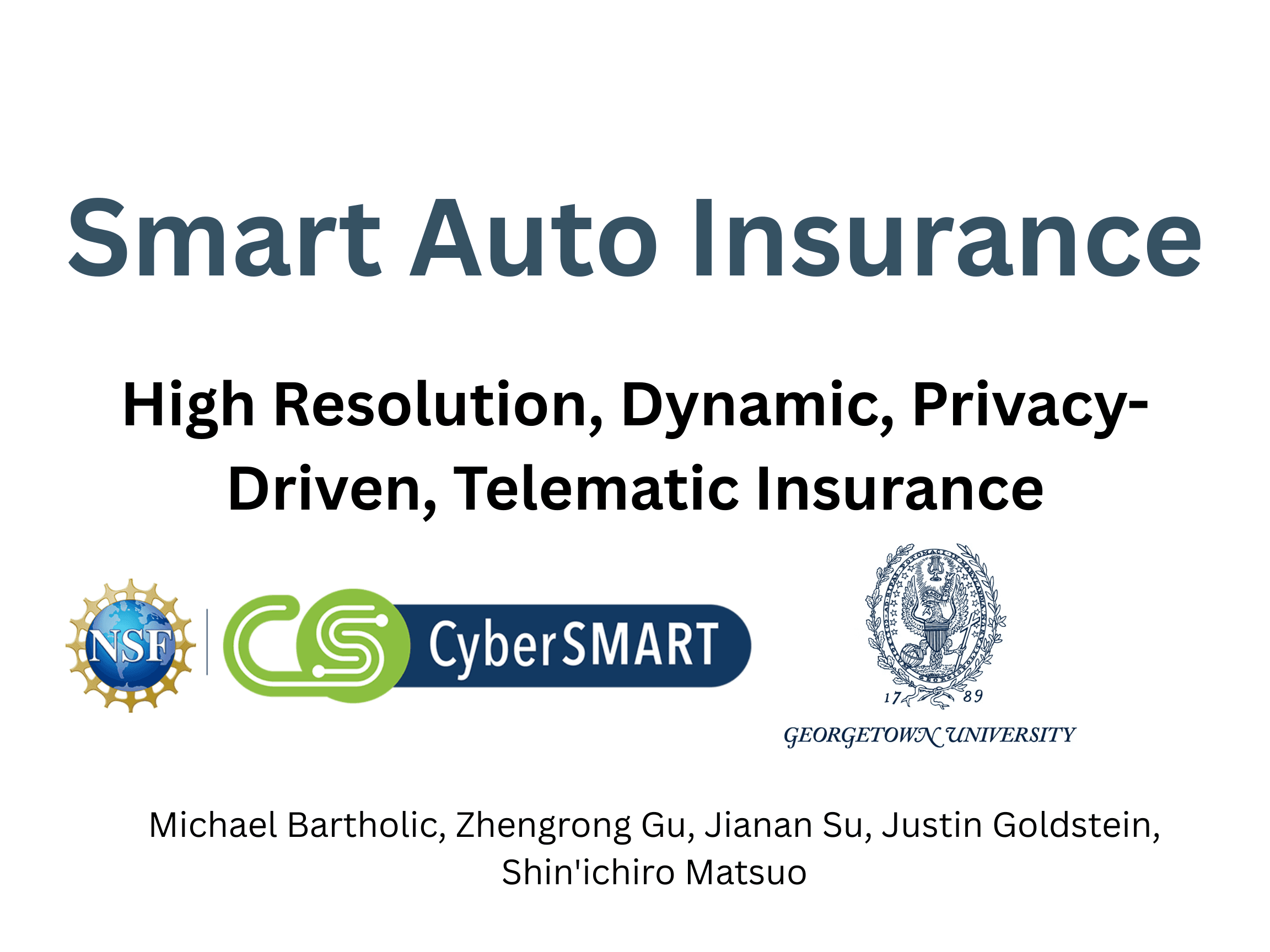 A cover image for a presentation linking to the Smart Auto Insurance research project presentation.